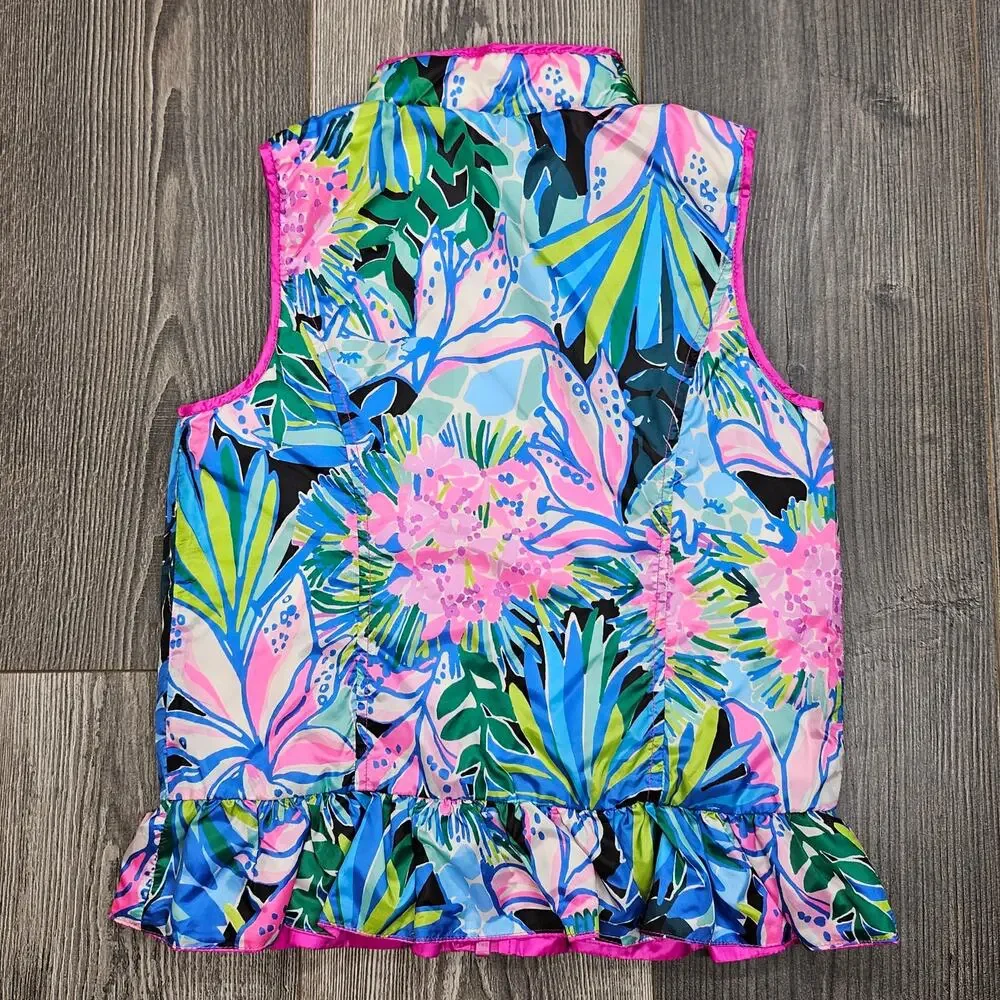 LILLY PULITZER “MELANIE” REVERSIBLE PUFFER VEST – PROSECCO PINK – GIRLS MEDIUM